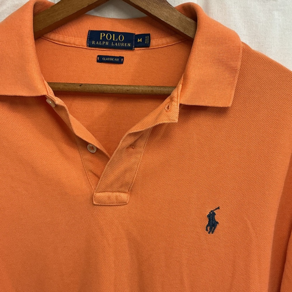 Polo Ralph Lauren Classic Fit Orange Polo Shirt Men's Medium Embroidered Logo - Picture 2 of 4
